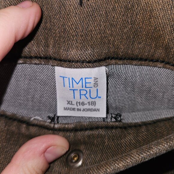 Time & Tru Stonewashed Brown Pull On Jeggings XL - Picture 5 of 5